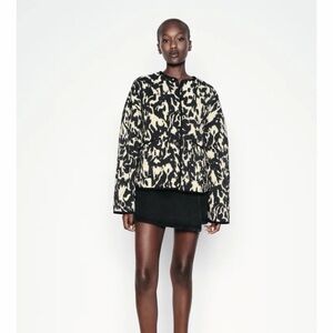 Zara Black and Cream Teddy Jacket